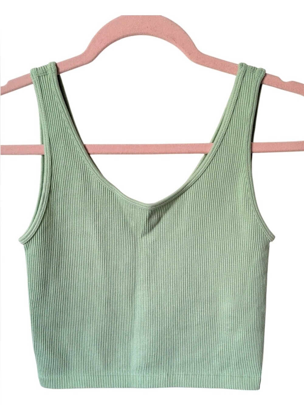Aeropostale Buttery Soft Sage Green Ribbed Crop Top Size Medium